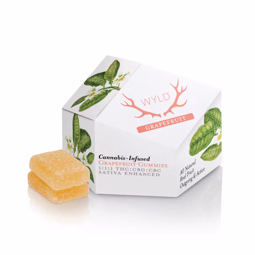 Grapefruit 1:1:1 CBG:CBC + Sativa Enhanced Gummies-WYLD